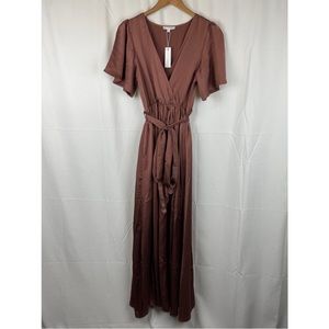 Baltic Born Women's Sicily Satin Maxi Dress Dusty Rose Maroon Dress Size M